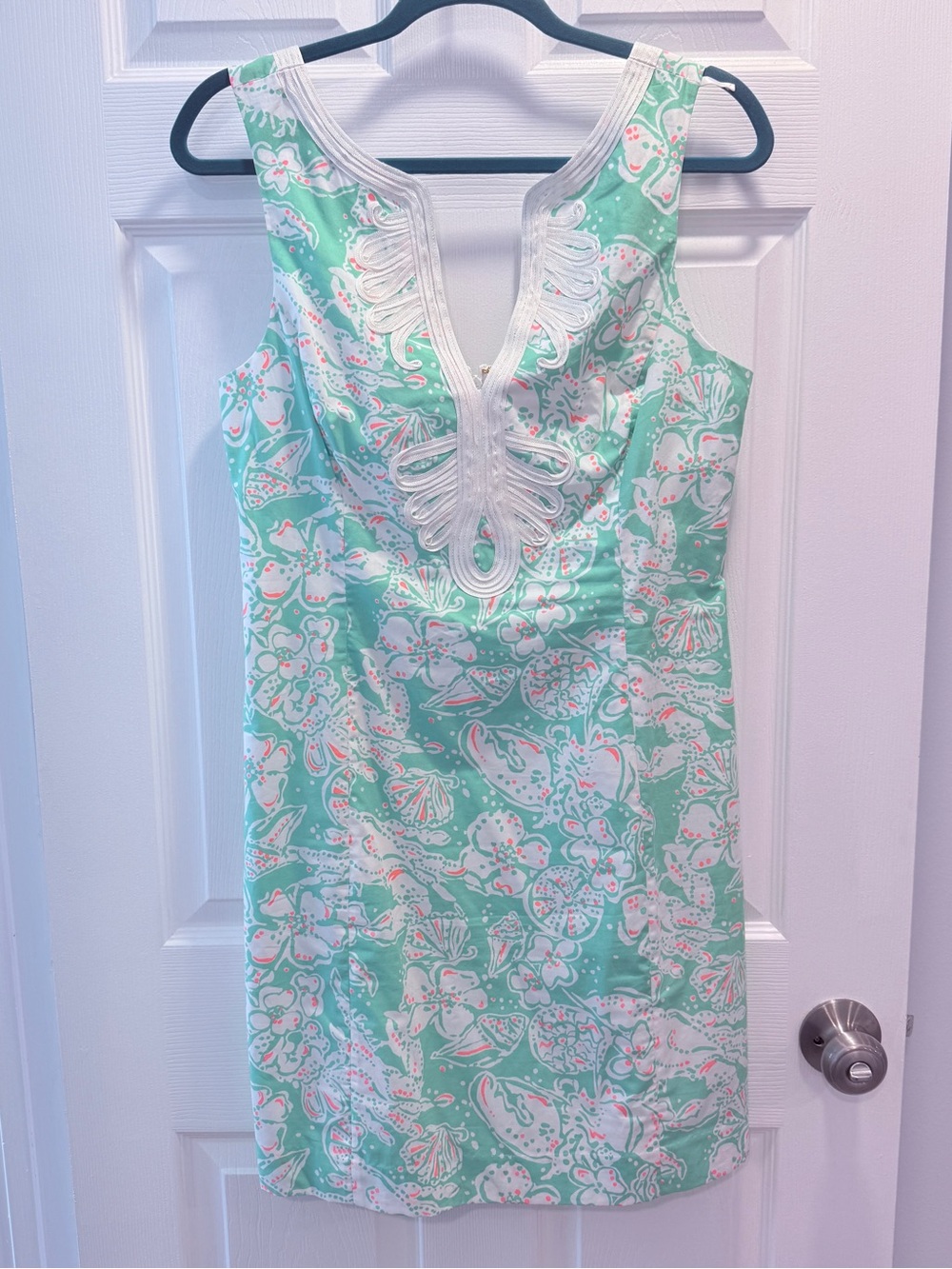 NWOT Lilly Pulitzer Shift Mint Crab & 🦀 🌼 Floral Shift Dress with White Trim
